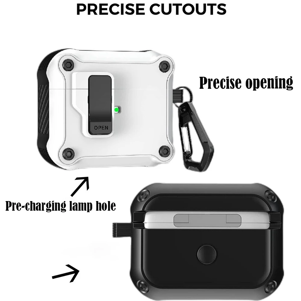 حافظة قفل أمان مقاومة للصدمات لأجهزة AirPods 4 4th Pro 2 2nd USB-C 2022 2023 غطاء حماية الجيل Funda مع خطاف جديد