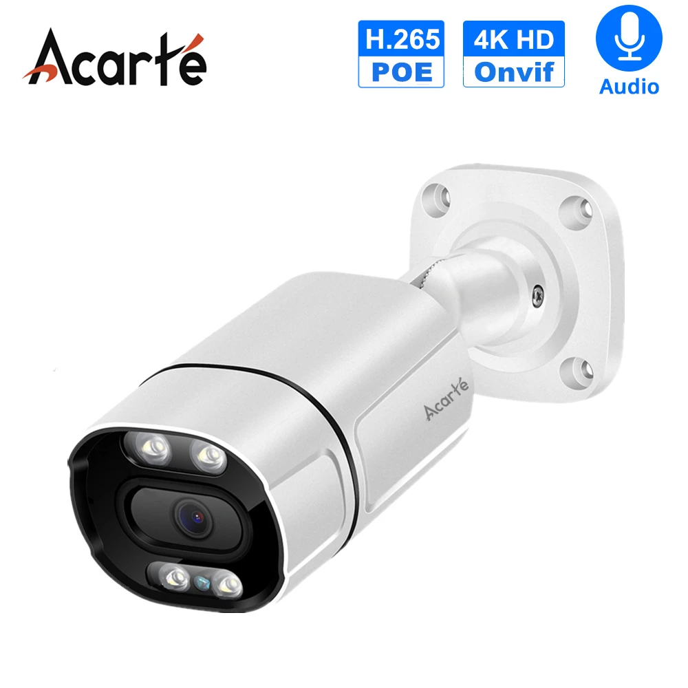 

Acarte 4K 8mp POE IP Camera Outdoor Full Color H.265 Audio CCTV Security Camera