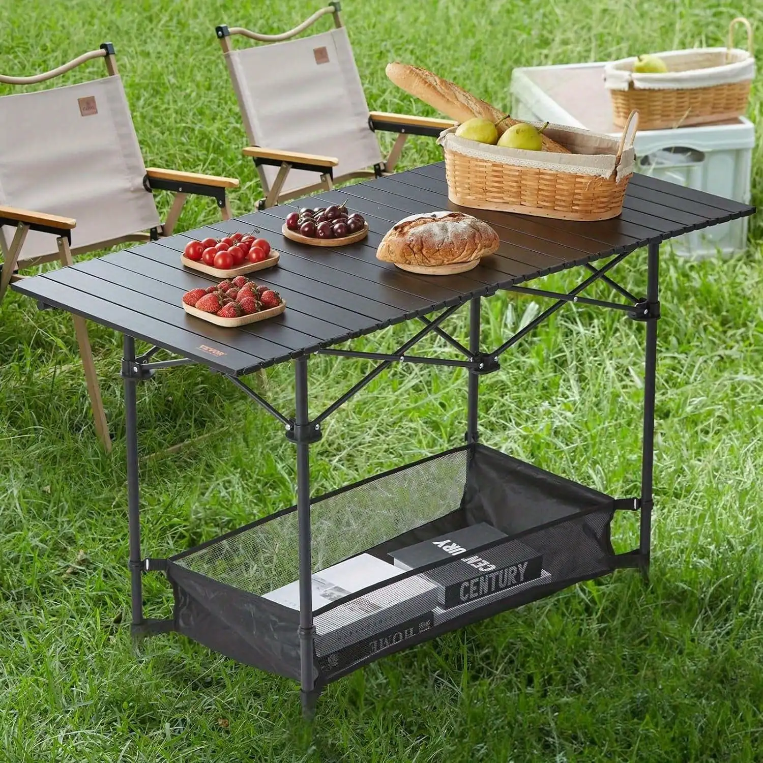 Aoran Outdoor Folding Portable Picnic And Camping Table, Aluminum Roll-Up Table With Easy-To-Carry Bags, Suitable For Indoor And Outdoor Use, Camping, Beaches, Backyards, Barbecues, Parties, Terraces,