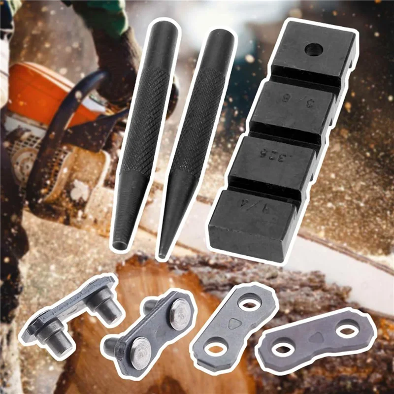 B28C-6PCS Карманный выключатель для бензопилы, набор инструментов для ремонта цепной пилы с 20 комплектами, 0,325 дюйма, ремонт столярных звеньев цепи бензопилы