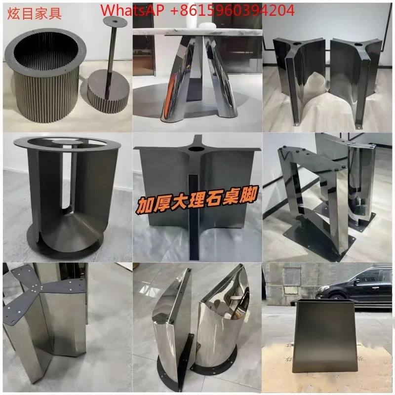 Customized luxury stone dining table legs bracket modern simple high-end stainless steel table foot marble metal base tea table