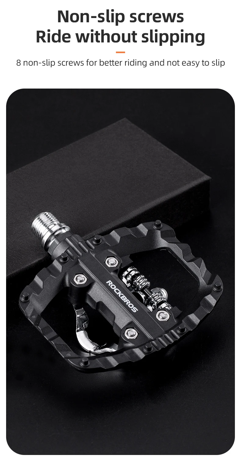 ROCKBROS MTB Fahrradpedale 2-in-1 Flach-/Klickpedal Mountainbike Rutschfeste Kraftsparende Nylonpedale Wasserdichte Gedichtete Lager – Detail 8