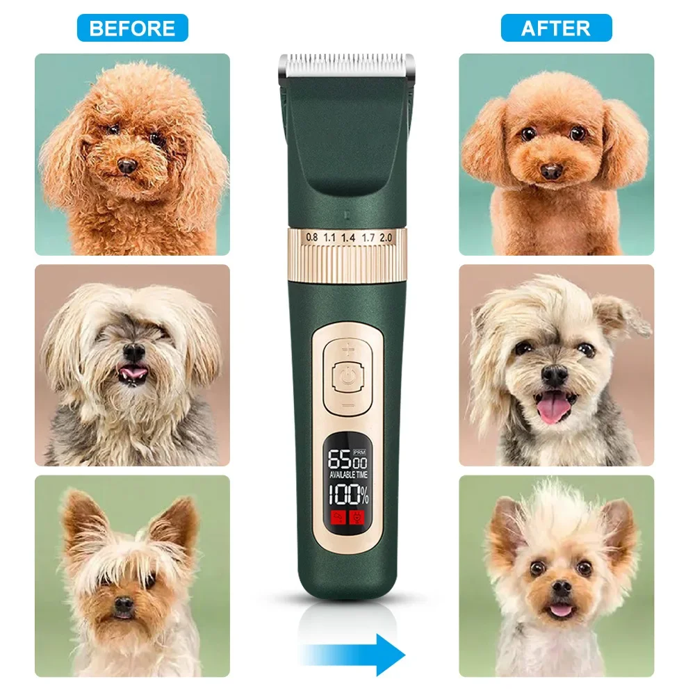 Imagem -06 - Recarregável Pet Shaver Cortador de Cabelo do Cão Cat Trimmer Dog Grooming Kit Clippers Animais Elétricos Smart 4ª Engrenagem Profissional