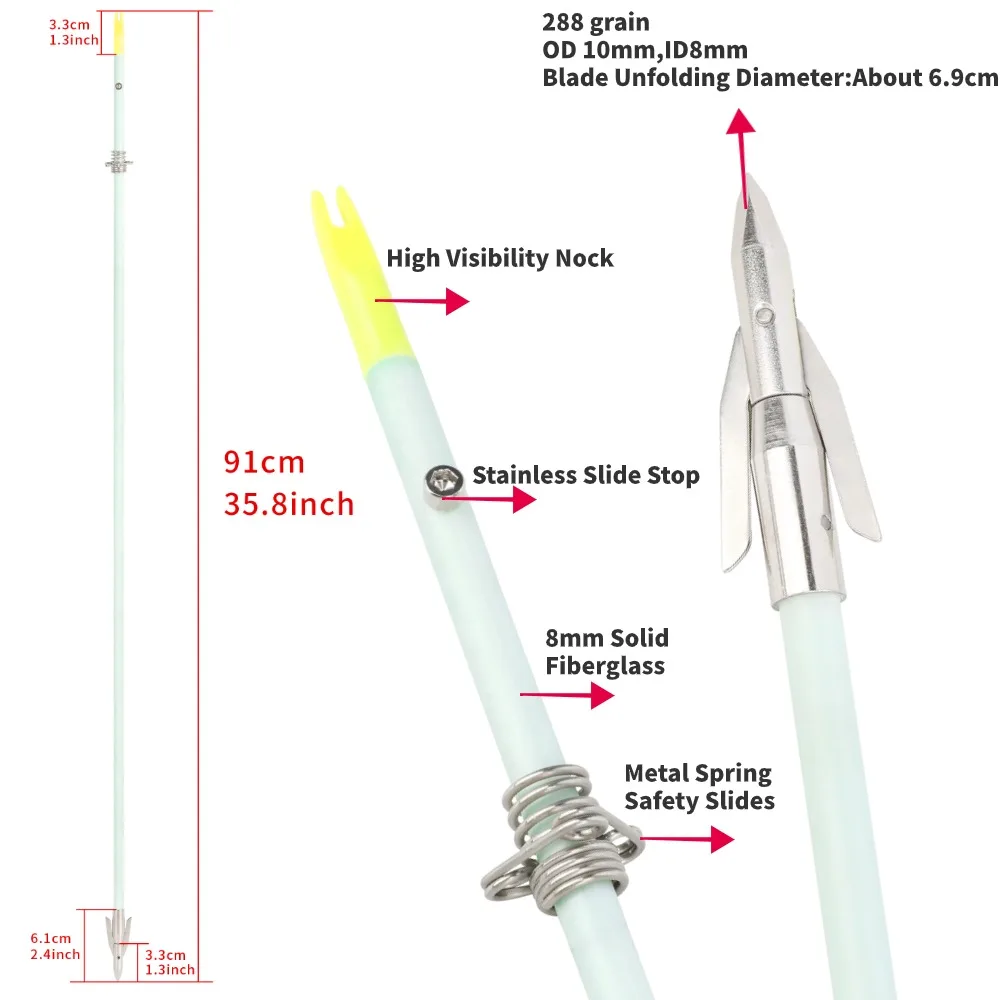 Imagem -03 - Arco e Flecha Arrows para Pesca e Caça Solid Fiberglass Broadheads Eixo Peixe Tiro Acessórios od mm Pcs Pcs 12 Pcs