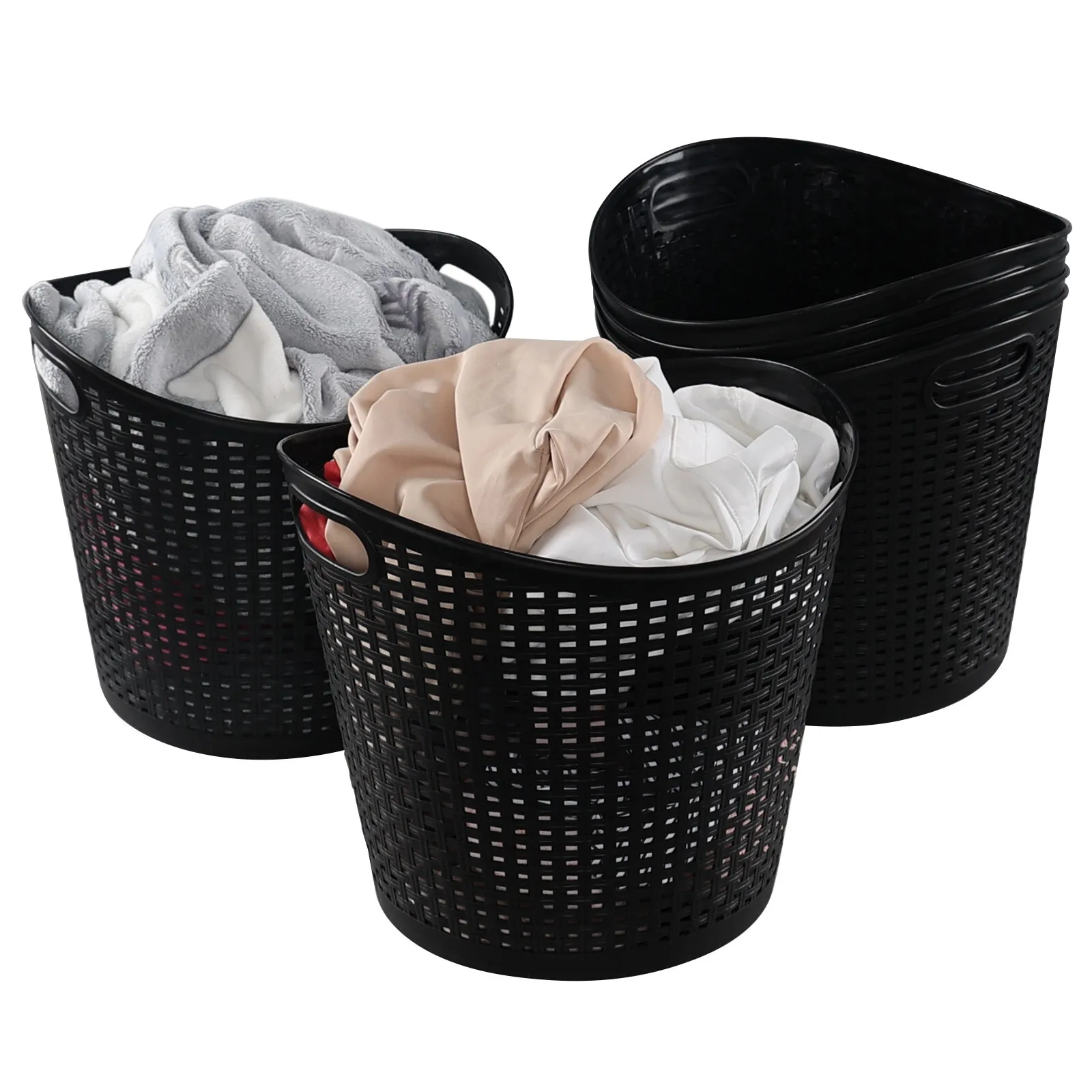 

Cand 30L Plastic Tall Flex Laundry Basket, Laundry Hamper with Handles, 6 Packs