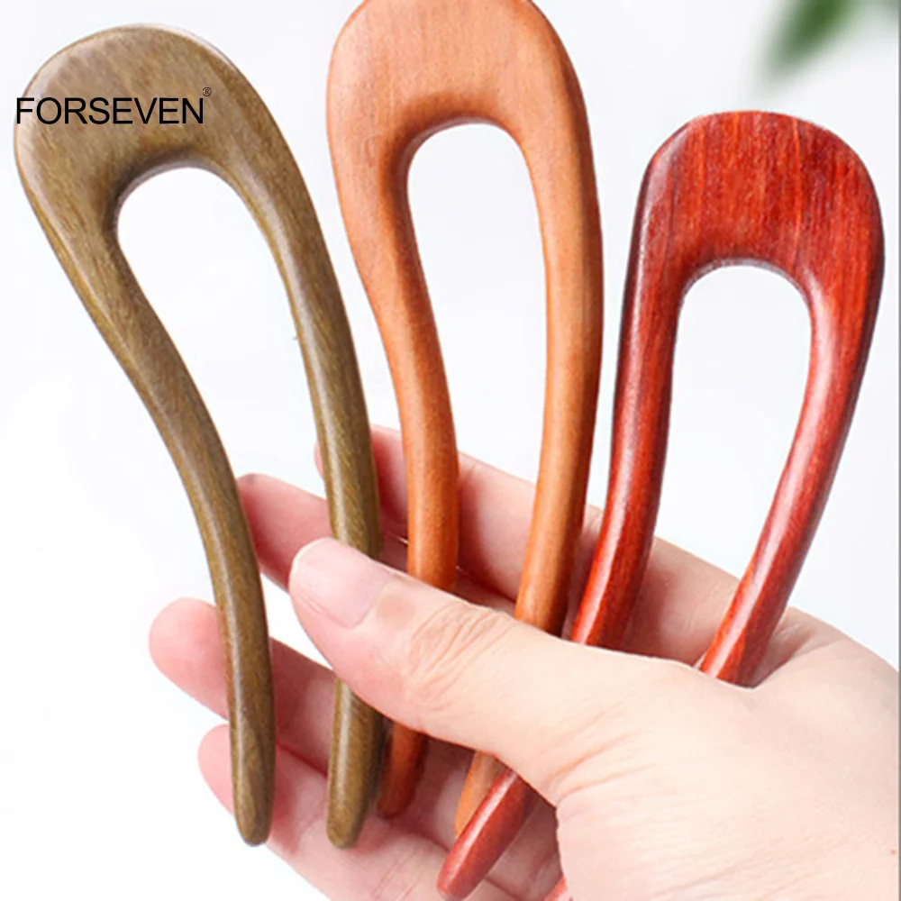 U-Shaped Hair Sticks Forks Wooden Handmade Chinese Cheongsam Clothes Hairpin Clips Hair Accessories Women Hair Styling Pins