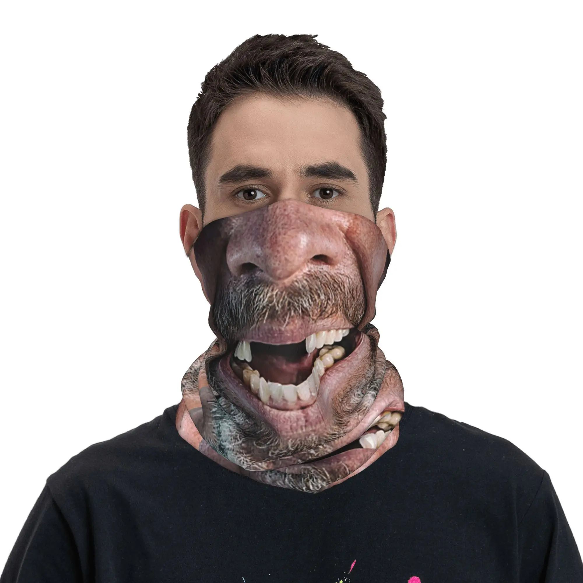 

Забавное лицо, отсутствие зубов, Redneck Hillbilly Smile, бандана, гетры на шею, маска с принтом, шарф, теплая маска для лица, езда на велосипеде для мужчин и женщин