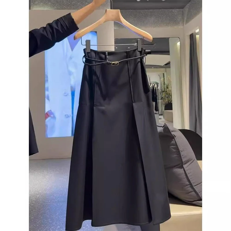 

Ele Высокая талия Bla Асимметричная юбка для женщин Груша aped Body Design Sensation Ранняя осень Новая корейская юбка для поездок на работу...