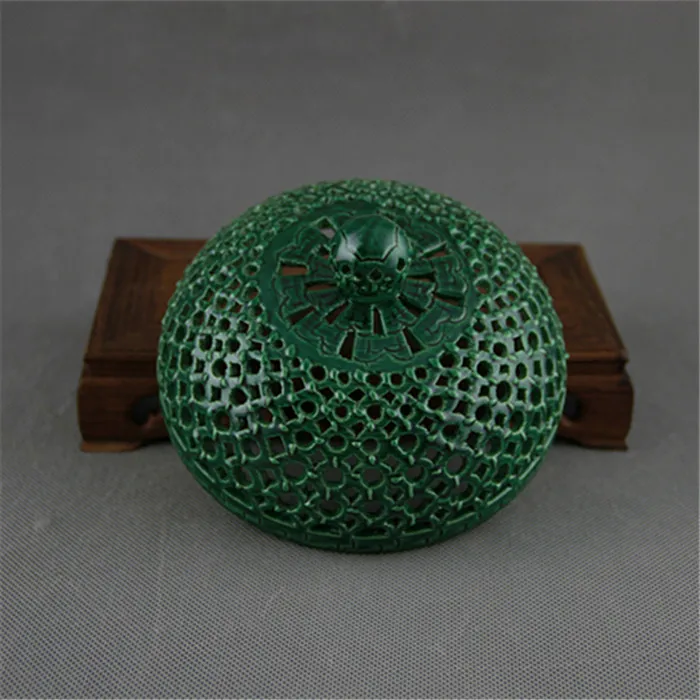 Imagem -06 - China Esmalte Verde Porcelana Censer Qing Qianlong Escavar Incenso Queimador 7.5