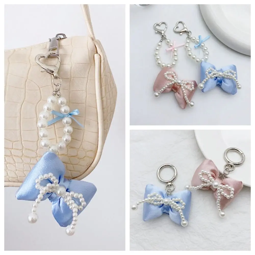 

Balletcoce Pearl Bow Keychain Keyring Key Pendant Bowknot Bag Pendant Phone Charms Pendant Decoration Bow Phone Chains