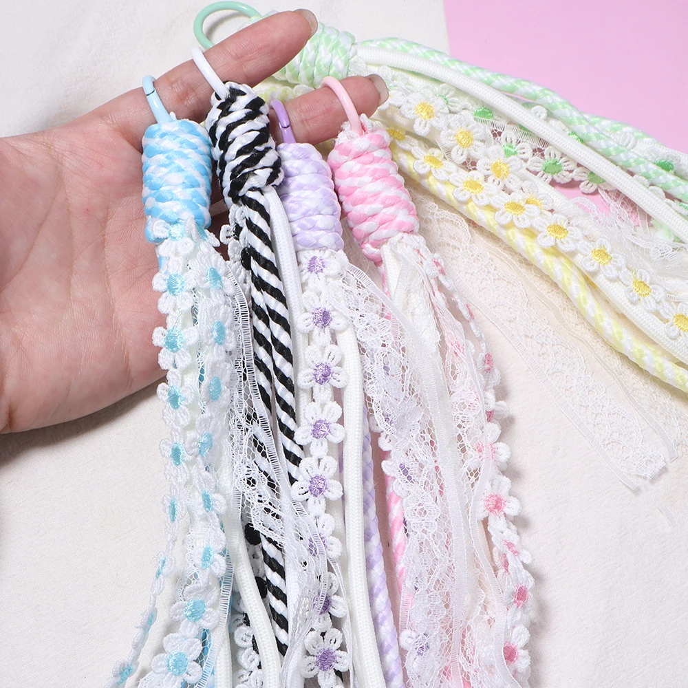 2pcs Colorful Braided Lanyard Keychain Dopamine Lace Nylon Rope For DIY Handmade Fashion Keyring Bags Decoration Accessories image 6