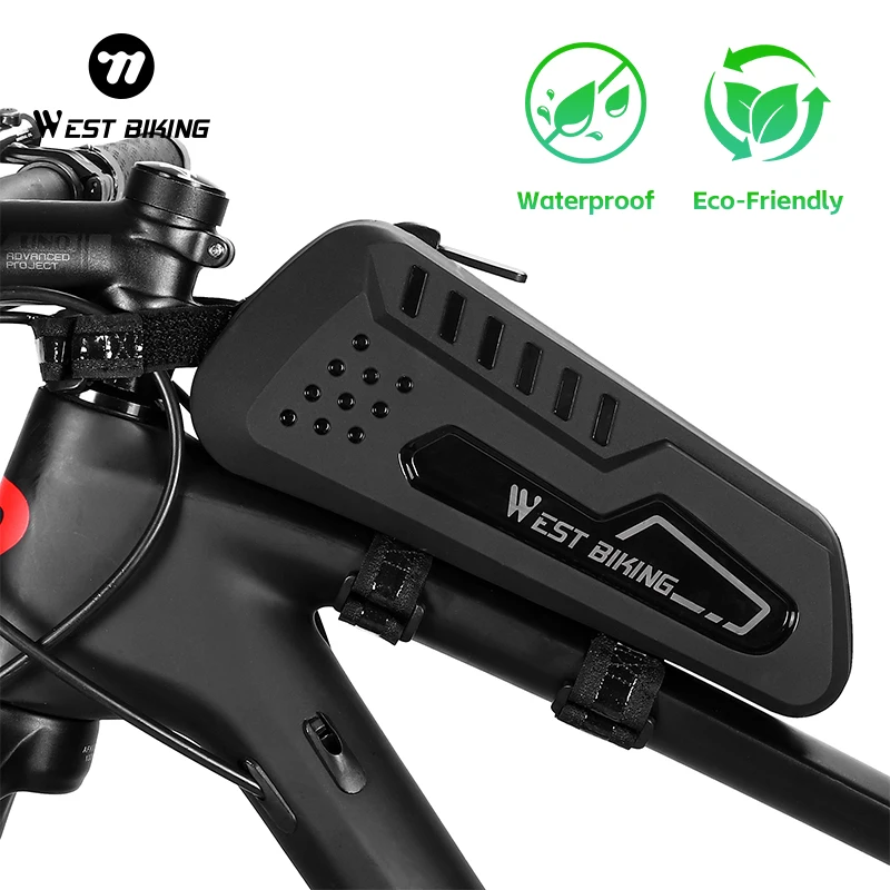 

WEST BIKING Degradable Hard Shell Bicycle Top Tube Bag TPU Waterproof Front Frame Bag Non-Slip Strap MTB Road Bike Accessories