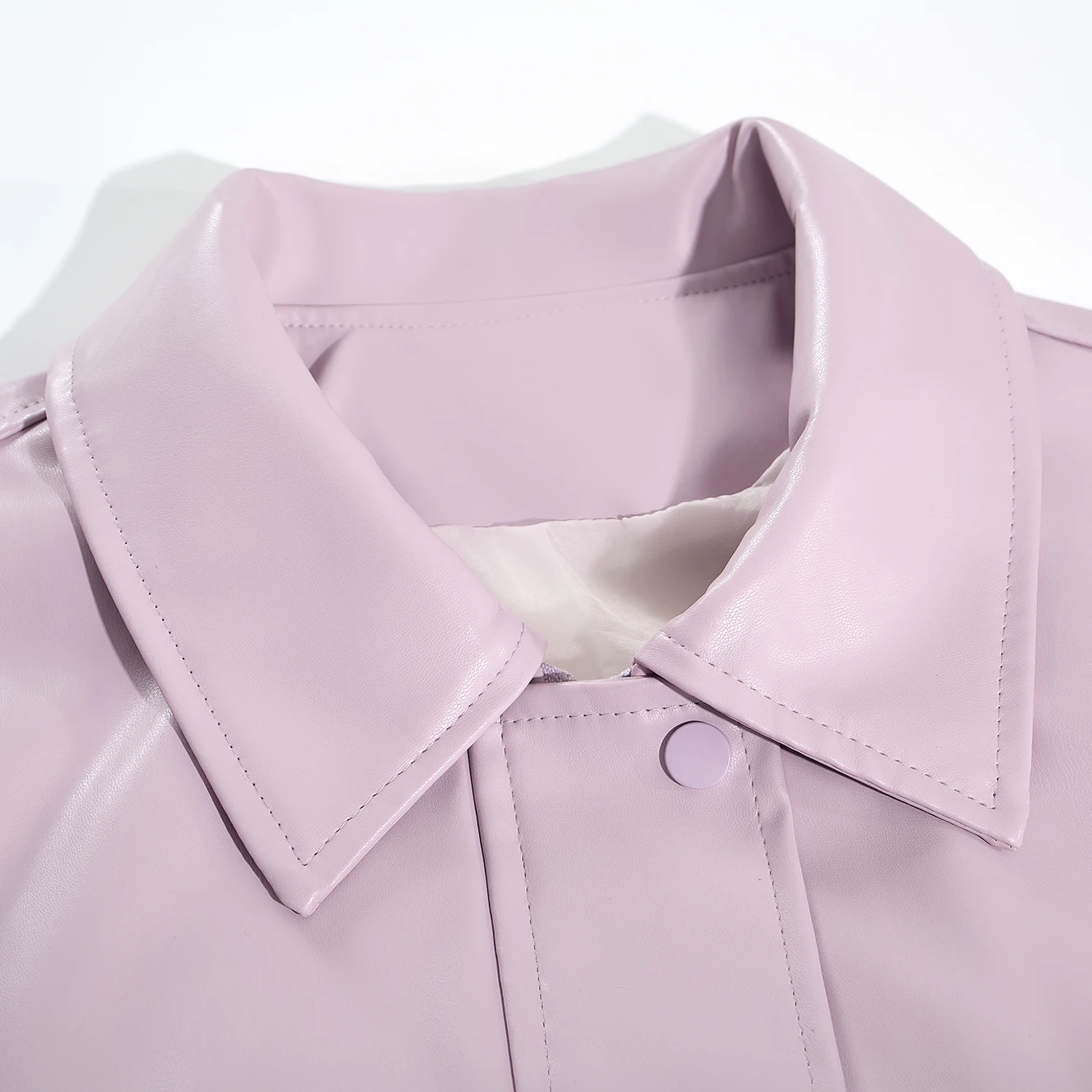 Jaet de motociclista de couro PU roxo feminino primavera outono solto sensação sofisticada super boa aparência beisebol Sle fechamento com zíper Lon...