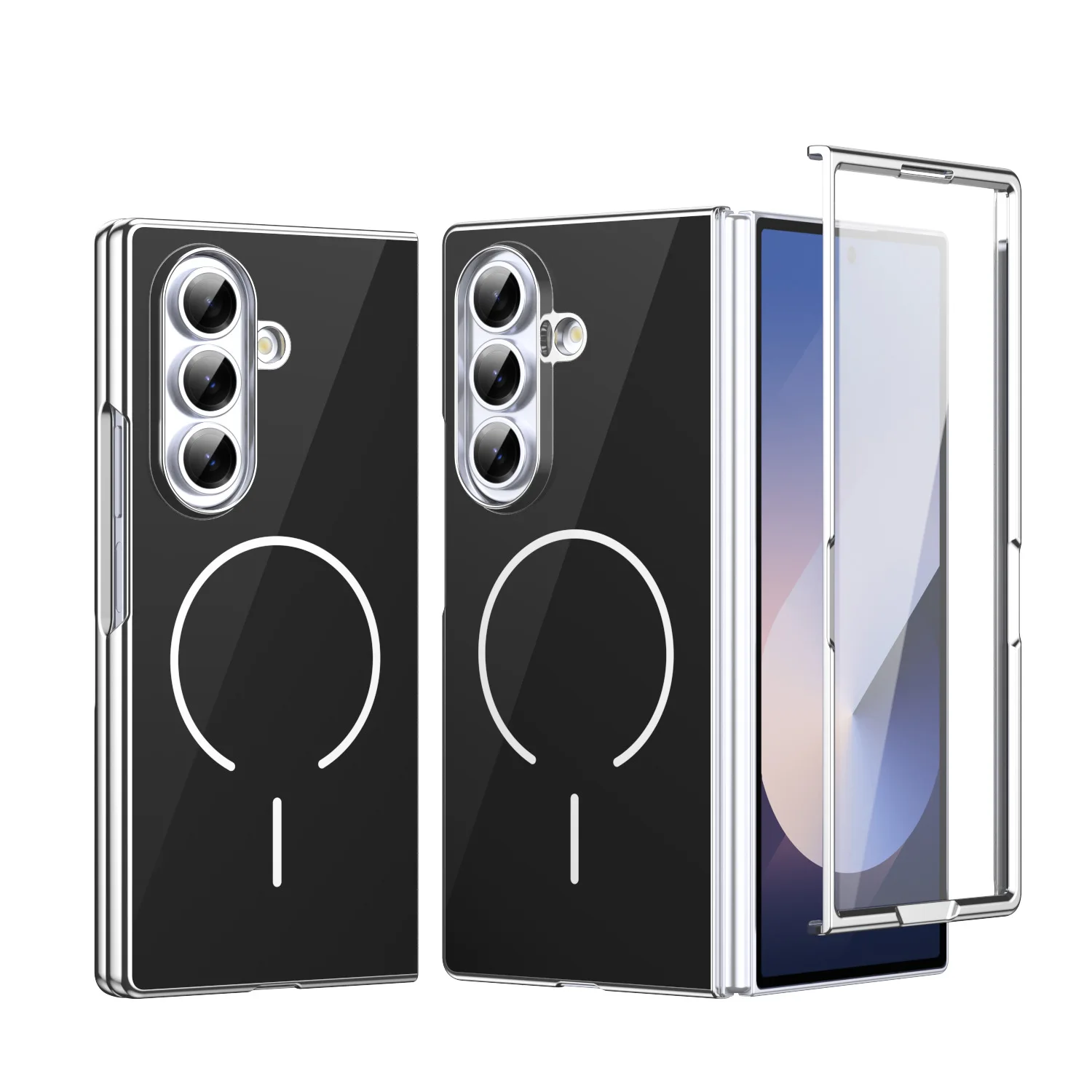 case for Samsung Z FOLD 7 6 5 4 3 Magnetic wireless charging protective cover Anti-Fingerprint Shock Proof tough shell plain