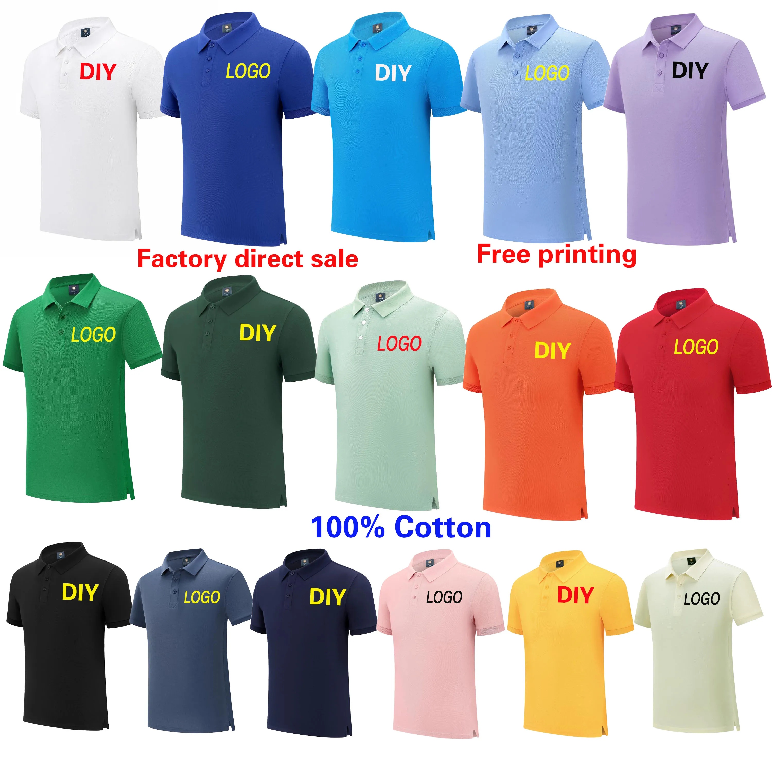 100% Cotton Work Clothes polo shirt custom pure cotton corporate culture short-sleeved T-shirt embroidery printing logo word