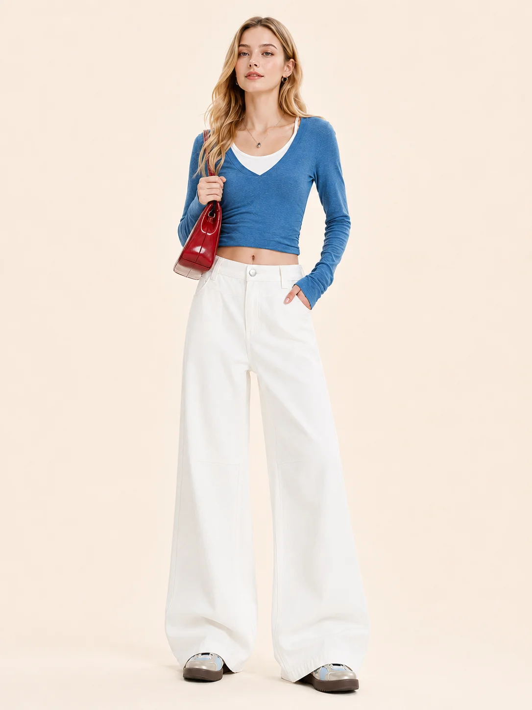 Women's White Wide Leg Jeans,  - Street Fashion Jeans Women recension och pris