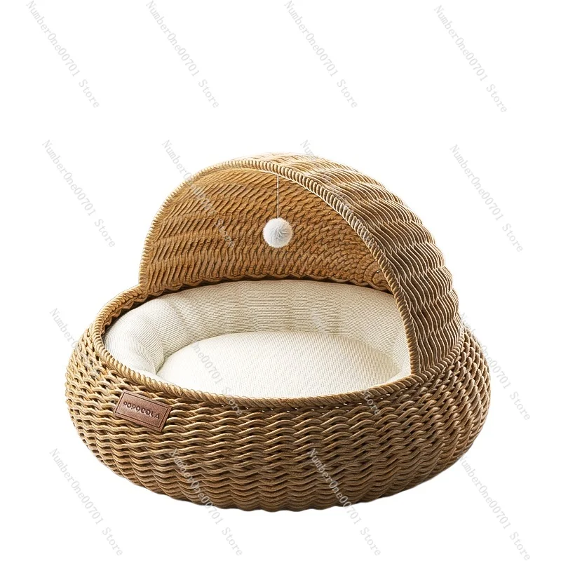 

Cat nest summer four seasons universal willow semi-closed bamboo cat woven basket