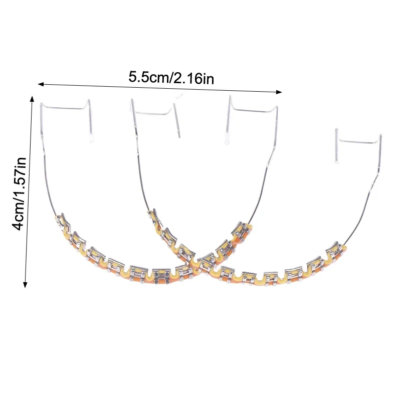 1 زوج ملون اثنين من لهجة الأسنان الأقواس وهمية الديكور الأسنان المؤقتة مع الأسلاك المعدنية قوس ربط أداة طب الأسنان #6