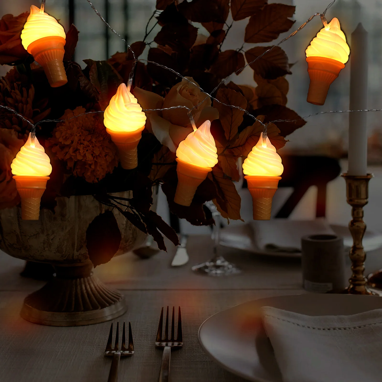 

1 Set Ice Cream Light String LED String Lamp Decor for Living Room Bedroom Party Holiday Festive Occasions Gift Choice Cozy
