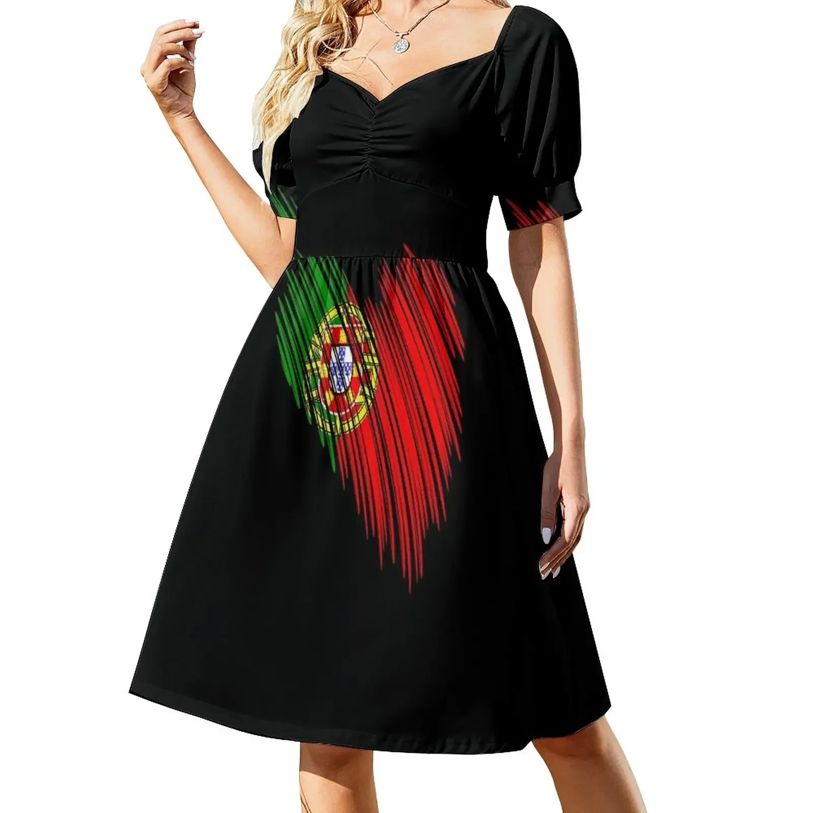 

Portuguese flag Portugal gift idea Short-Sleeved Dress luxury woman party dress Clothing Women's clothing Women's evening dress