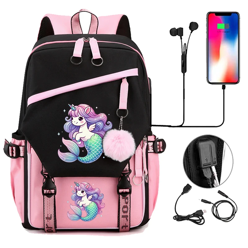 

Kawaii Единорог модный модный рюкзак обратно в школу рюкзак школьный студенческий компьютерный рюкзак Usb Bookbag дорожный рюкзак сумка