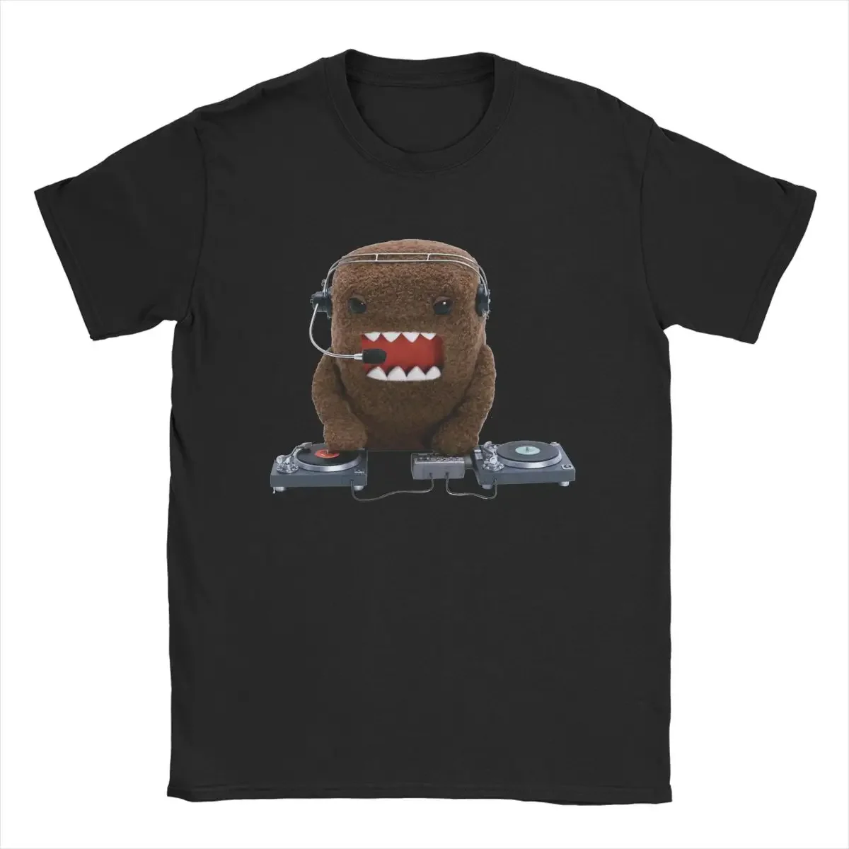 DJ Domo Kun Doll T-Shirt for Men Vintage Pure Cotton Tee Shirt Crewneck Short Sleeve T Shirt Big Size Clothes