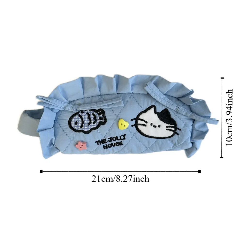 Large Capacity Cartoon Pencil Case Cosmetics Storage Cat Bee Rabbit Stationery Storage Bag Zipper Handheld Korean Pencil Bag