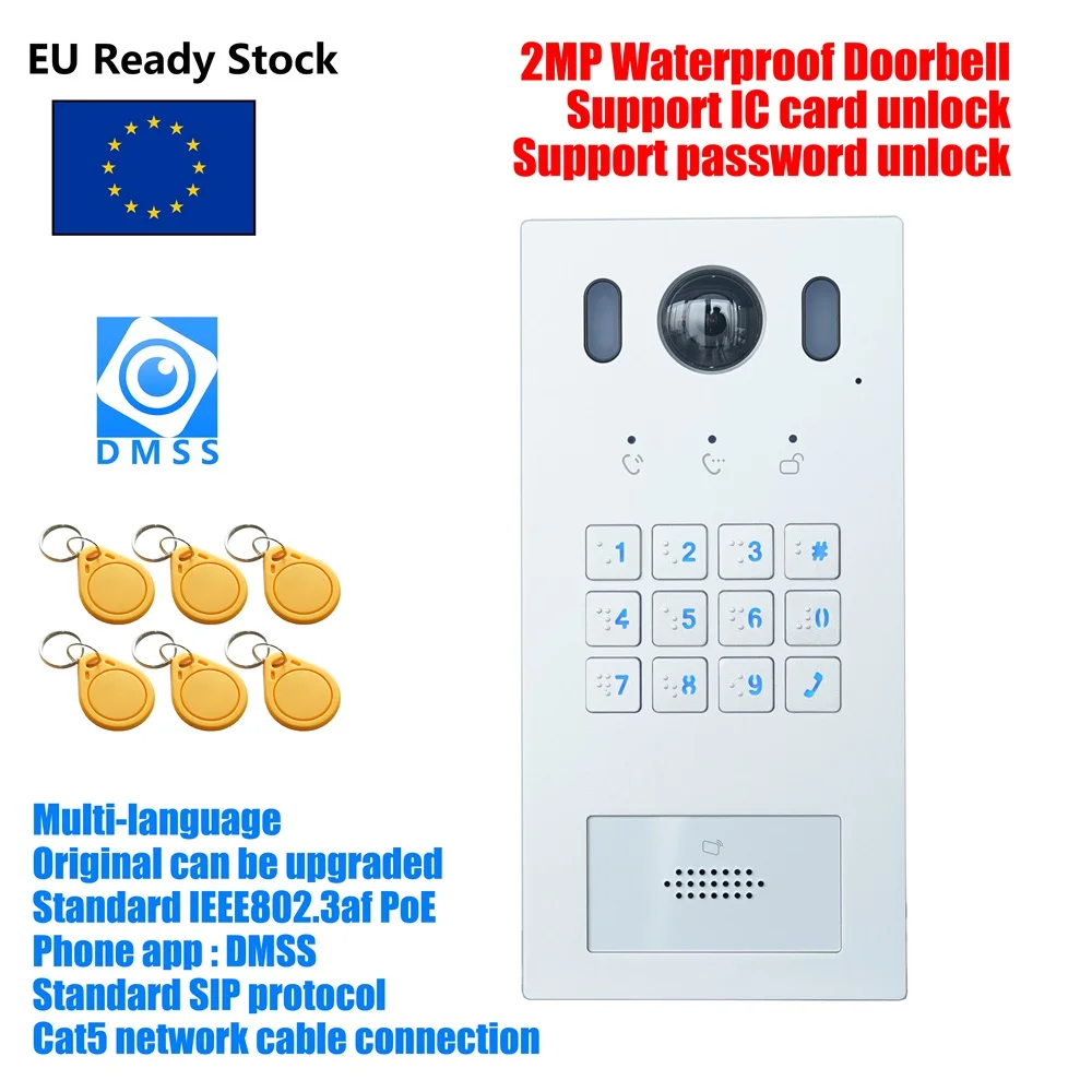 

DH Multi-Language VTO3221E-P PoE(802.3af) IP Villa doorbell , Door Phone, IP Video Intercom, call to phone app,SIP firmware