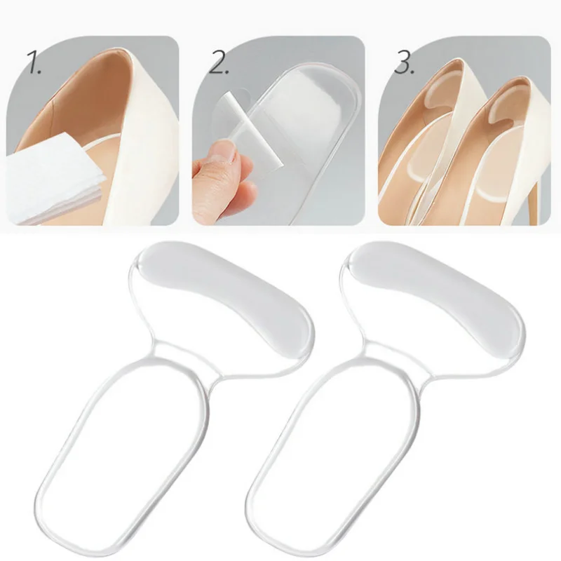 2PCS Silicone Gel Insoles Women Heel Spur Pain Relief Foot Cushion High Heels Half Insole Antiwear Protector Stickers Shoe Pads