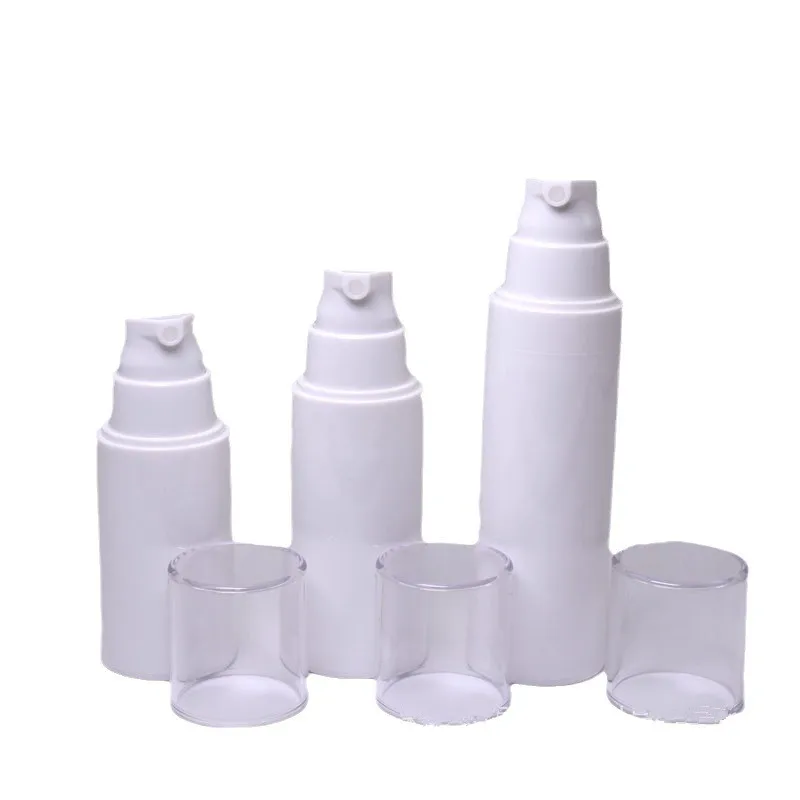 Garrafas de bomba de spray sem ar, vácuo creme vazio, recipientes cosméticos, viagens para fundações, soros, 20 ml, 30 ml, 50ml, 100pcs