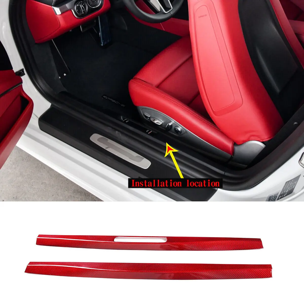 Real Carbon Fiber Door Sill Scuff Plate Cover Protector Trim For Porsche 718/911