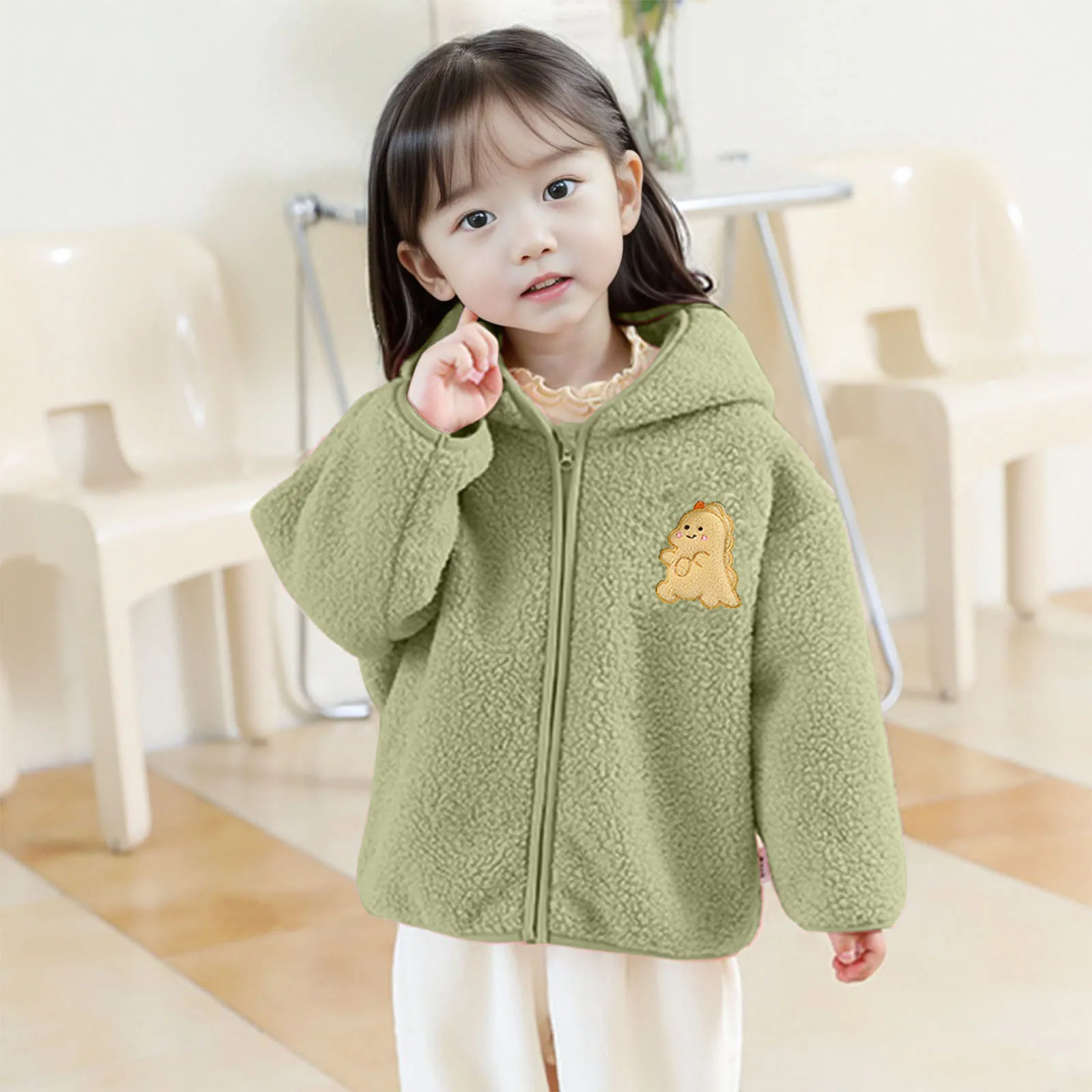 Kids Cute Bear Hooded Jackets for Girls 1-5 Years 2023 New In Winter Children Fleece Hooded Jacket Outerwear Plush Baby Jackets