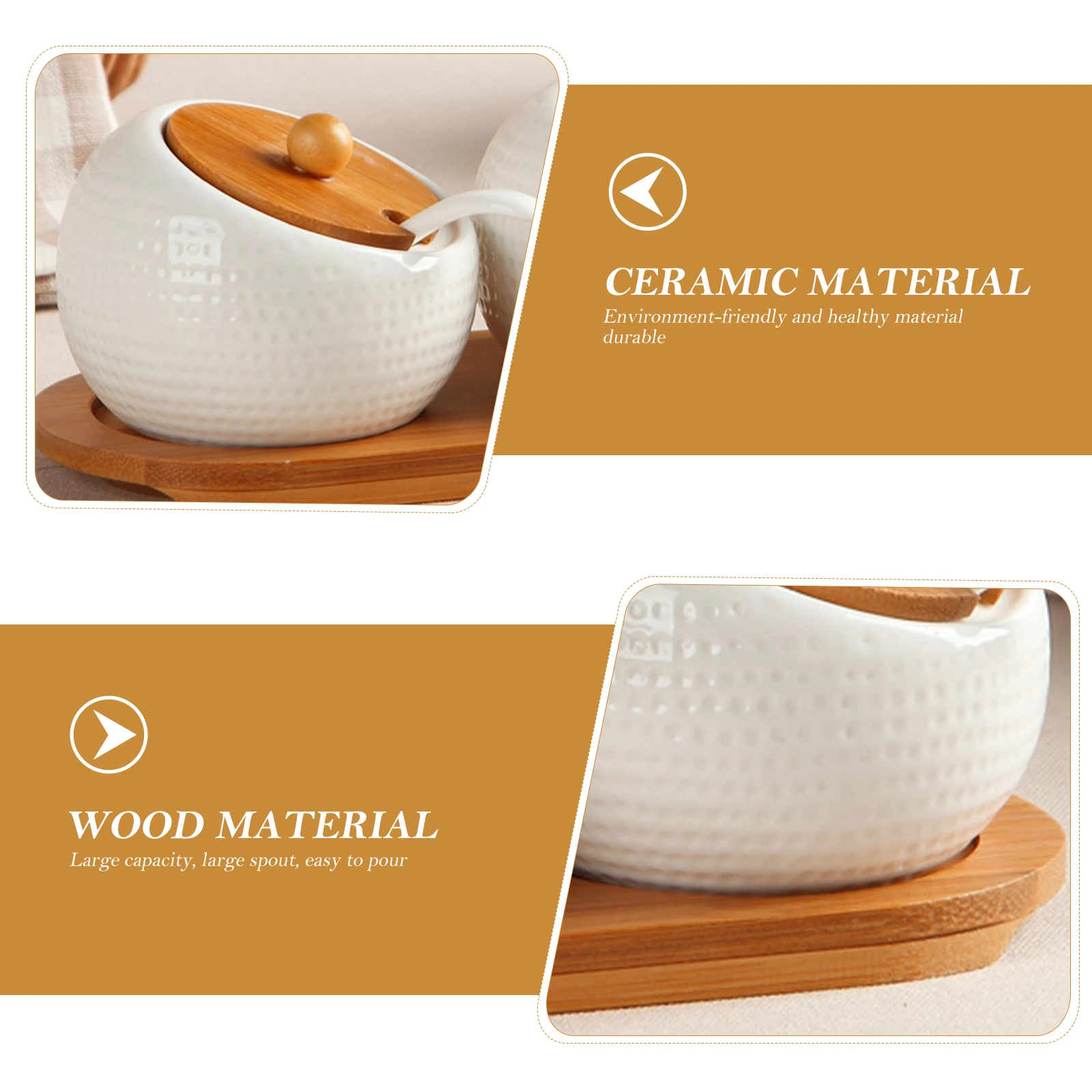 

Spice Jar Set Ceramic Wood Protect Moisture Insect Salt Chili Bowl Porridge Seasoning Container Kitchen Storage Food