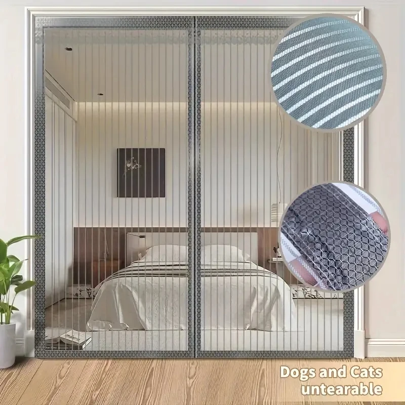 Gray Magnetic Mosquito Net Door Customized Size Curtain Screen Door Screen Window Automatic Closing Invisible Mesh Mosquito Net