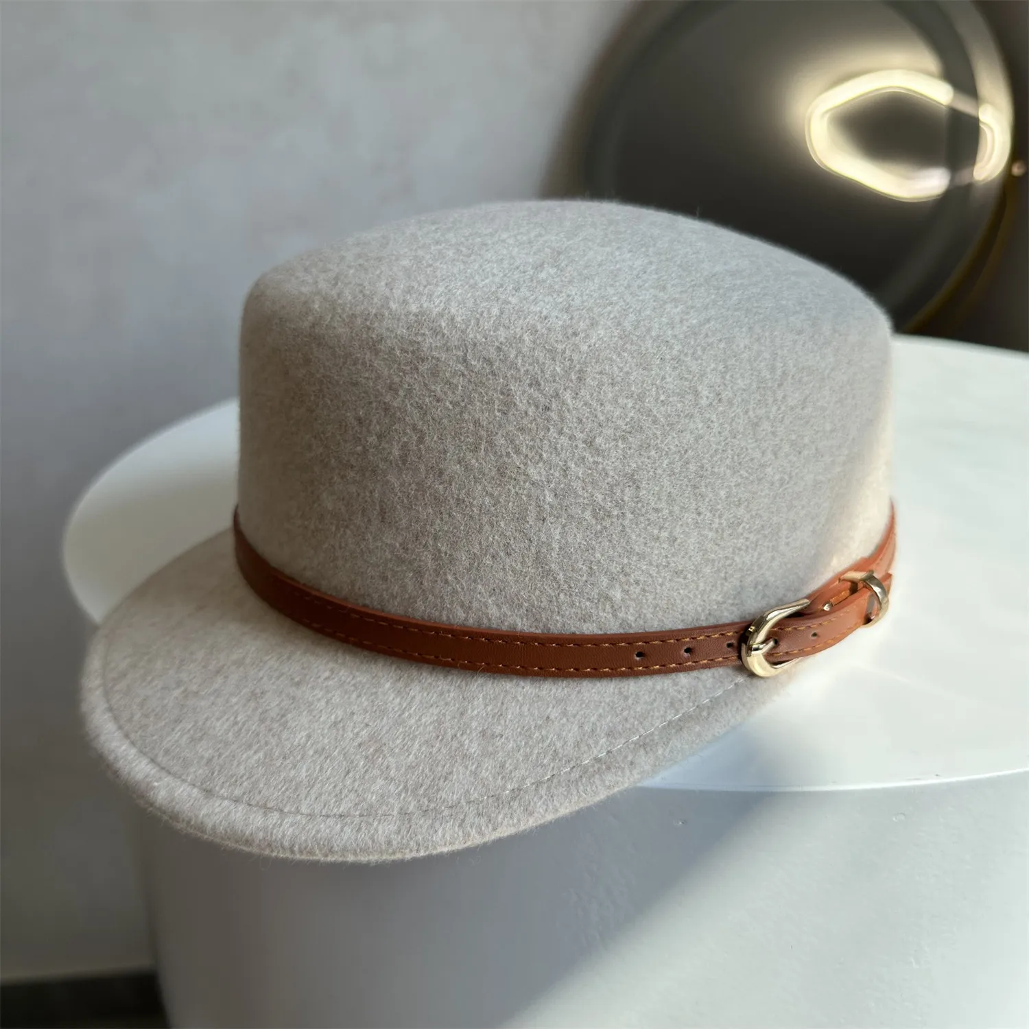 Adults Retro Equestrian Cap Women 100% Wool Felt Short Brim Hat Hard Molded Elegant Casual Travel Headwear Warm Fashion Outdoor