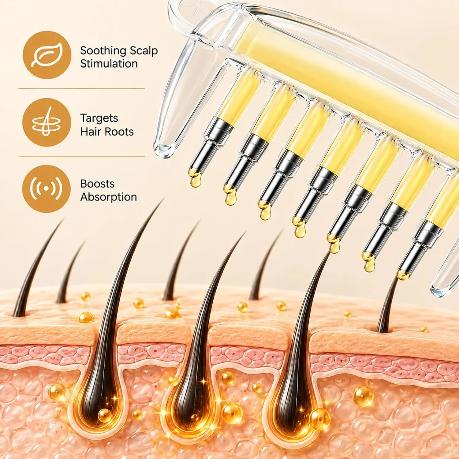 Portable Transparent Hair Root Comb Liquid Guide Applicator Scalp Massage Comb Hair Oil Serum Brush Anti-Leak Hair Care Tool