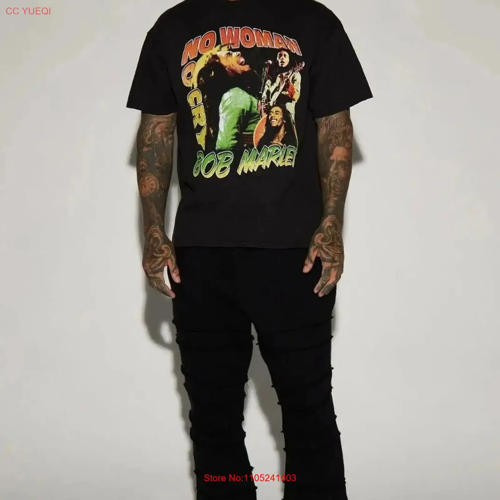 Reggae Pioneer Bob Marley jamaicano No Woman Cry camiseta negro pequeño vintage lavado moda gráfico elegante transpirable Casual