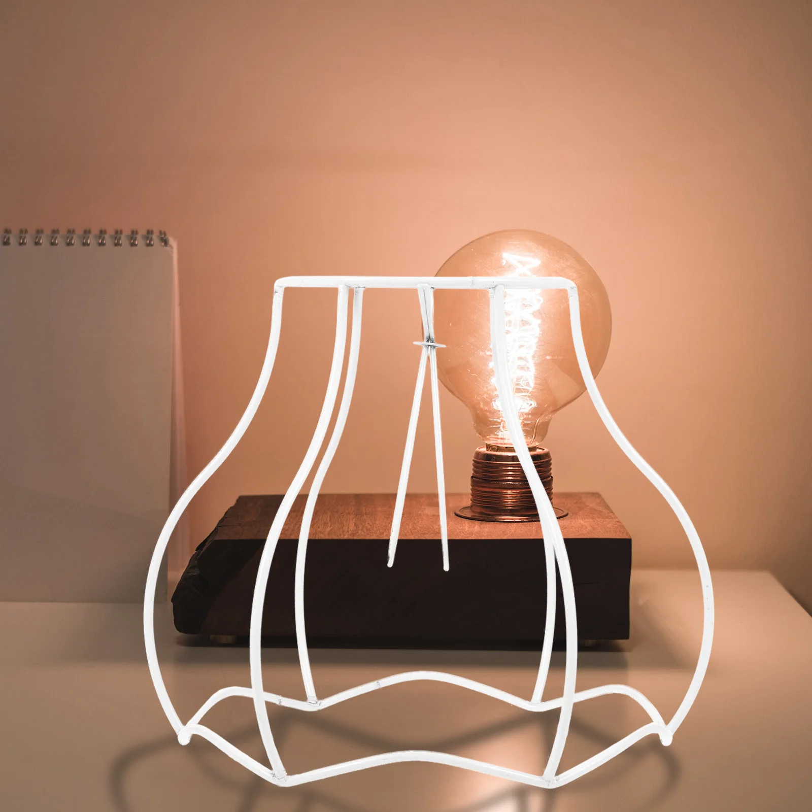 

Retro European Lamp Stand 8 Upper 17 Lower 15 Height DIY Metal Wire Frame for Table Light Chandelier Vintage Lampshade Guard