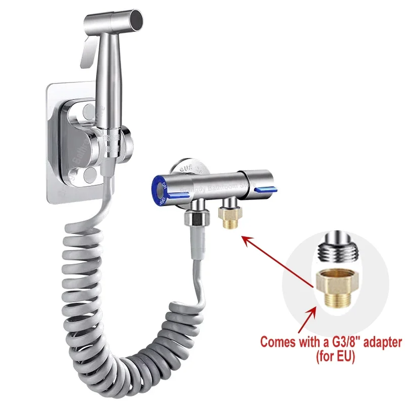 Toilet special bidet spray, hand-held spray kit, cloth spray set EU standard 3/8 adapter - easy to install - stainless steel