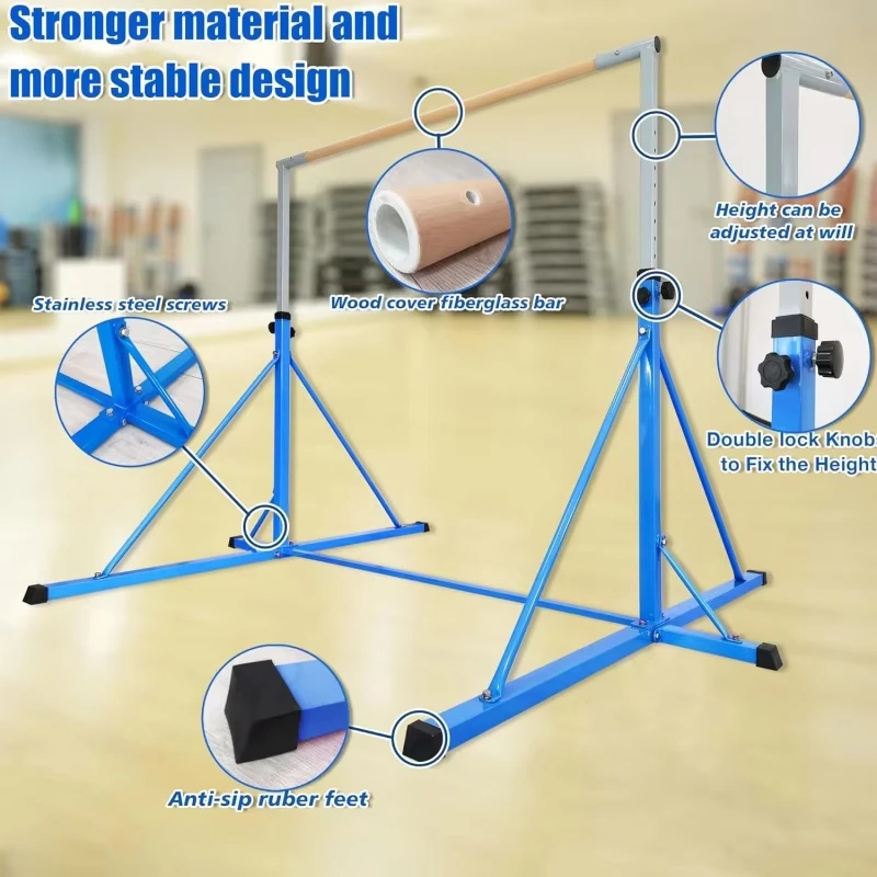 

Gymnastic Horizontal Bar Home Gym Height Adjustable Competition Equipment for Kids Adults