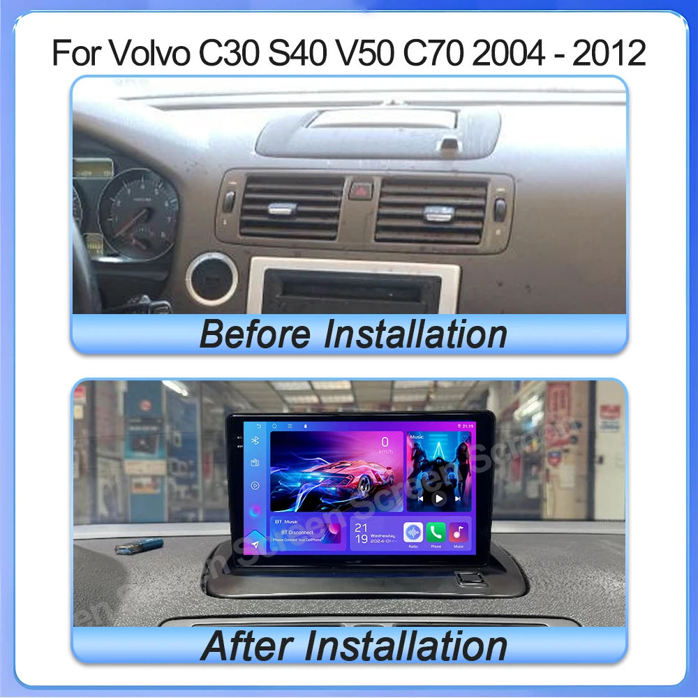 أندرويد 15 لفولفو C30 S40 V50 C70 2004 - 2012 راديو السيارة الوسائط المتعددة مشغل فيديو بلوتوث مرآة ربط نظام تحديد المواقع والملاحة RDS WIFI #3