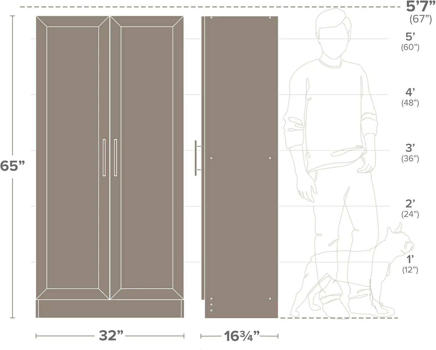 Storage Accent Cabinet with Panel Doors, White Storage Cabinet, Bathroom Cabinet, Pantry Cabinet with 3 Shelves 16.