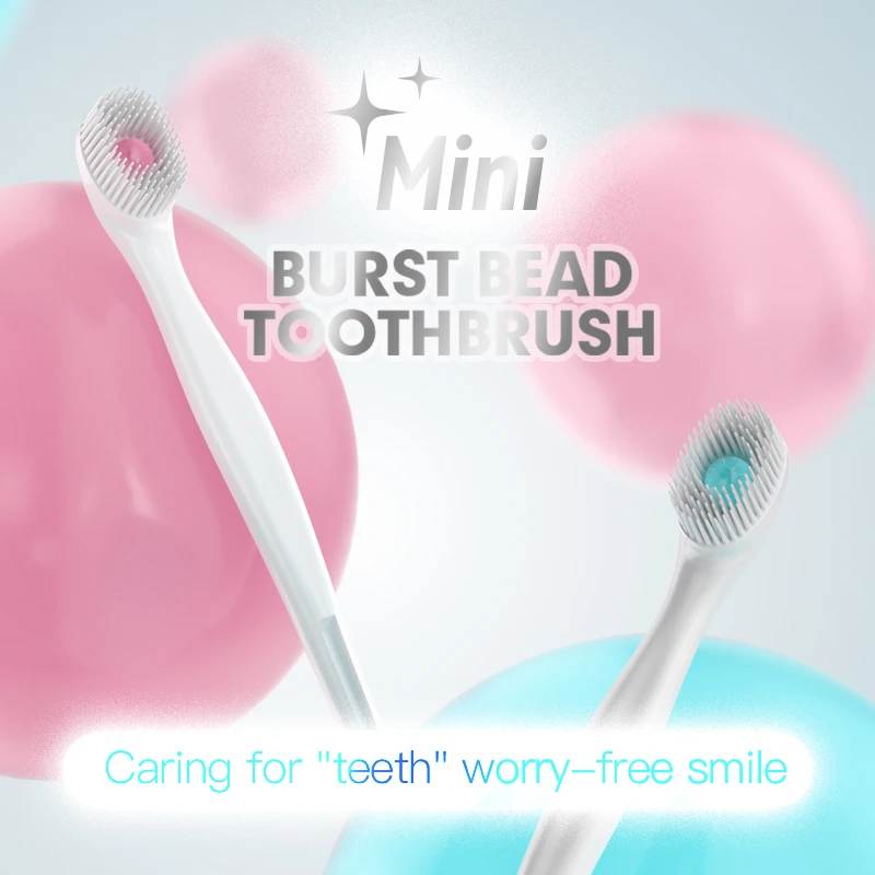 20pcs Portable Mini Toothbrush, No Water Travel Brushes with Oral Cleaning Liquid and Nice Flavor Bead