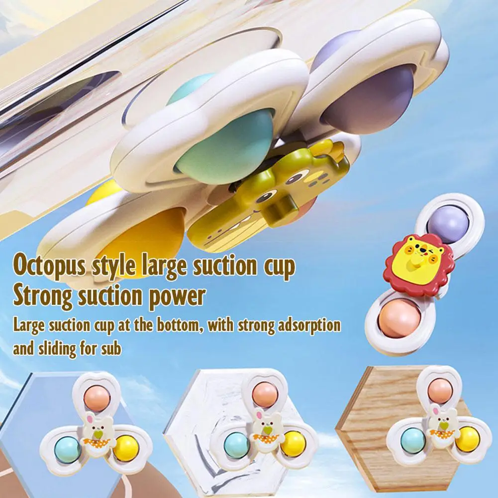 3 قطعة مجموعة شفط كأس الغزل الكرتون الحيوان سبينر لعب للأطفال نافذة عالية كرسي صينية طاولة استحمام السفر للأطفال هدية