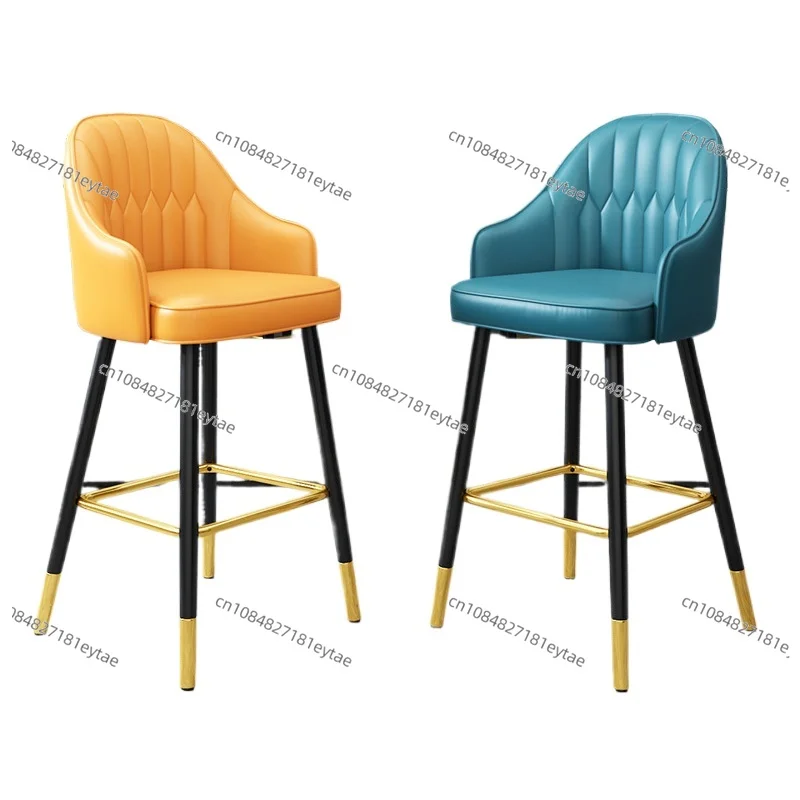 

Nordic Light Luxury Bar Stool High Foot Chair with Backrest Modern Minimalist Home Pub Counter Seat Ins Style