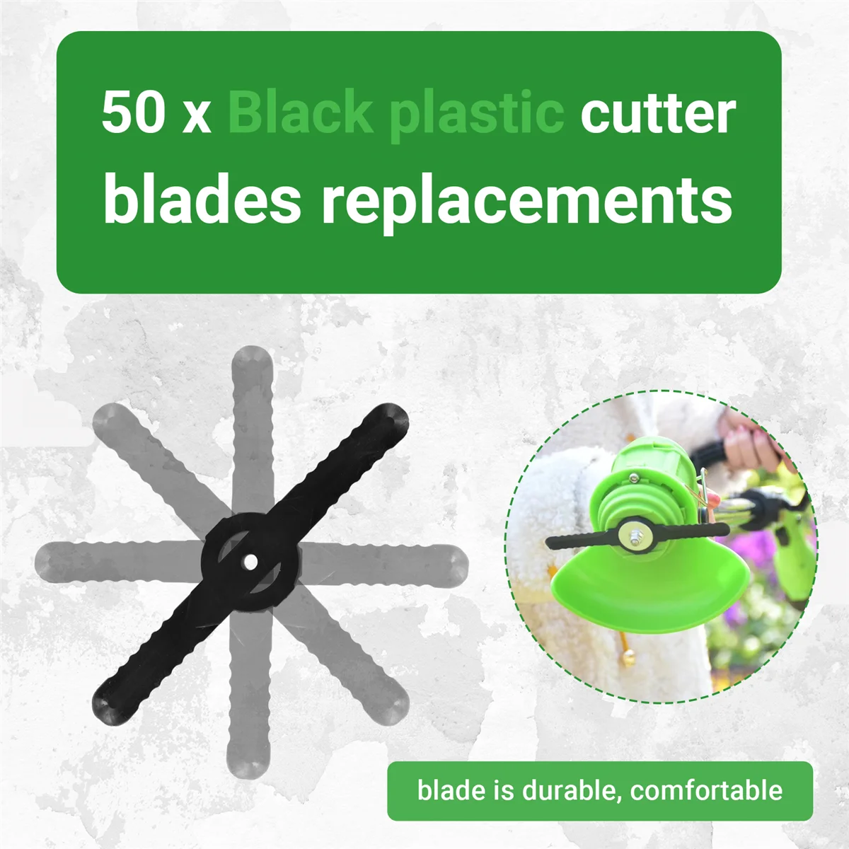 The New 50Pcs Plastic Grass Trimmer Blades Lawn Mower Blade Cordless Trimmer Garden Tool Lawn Mower Trimmer Accessories