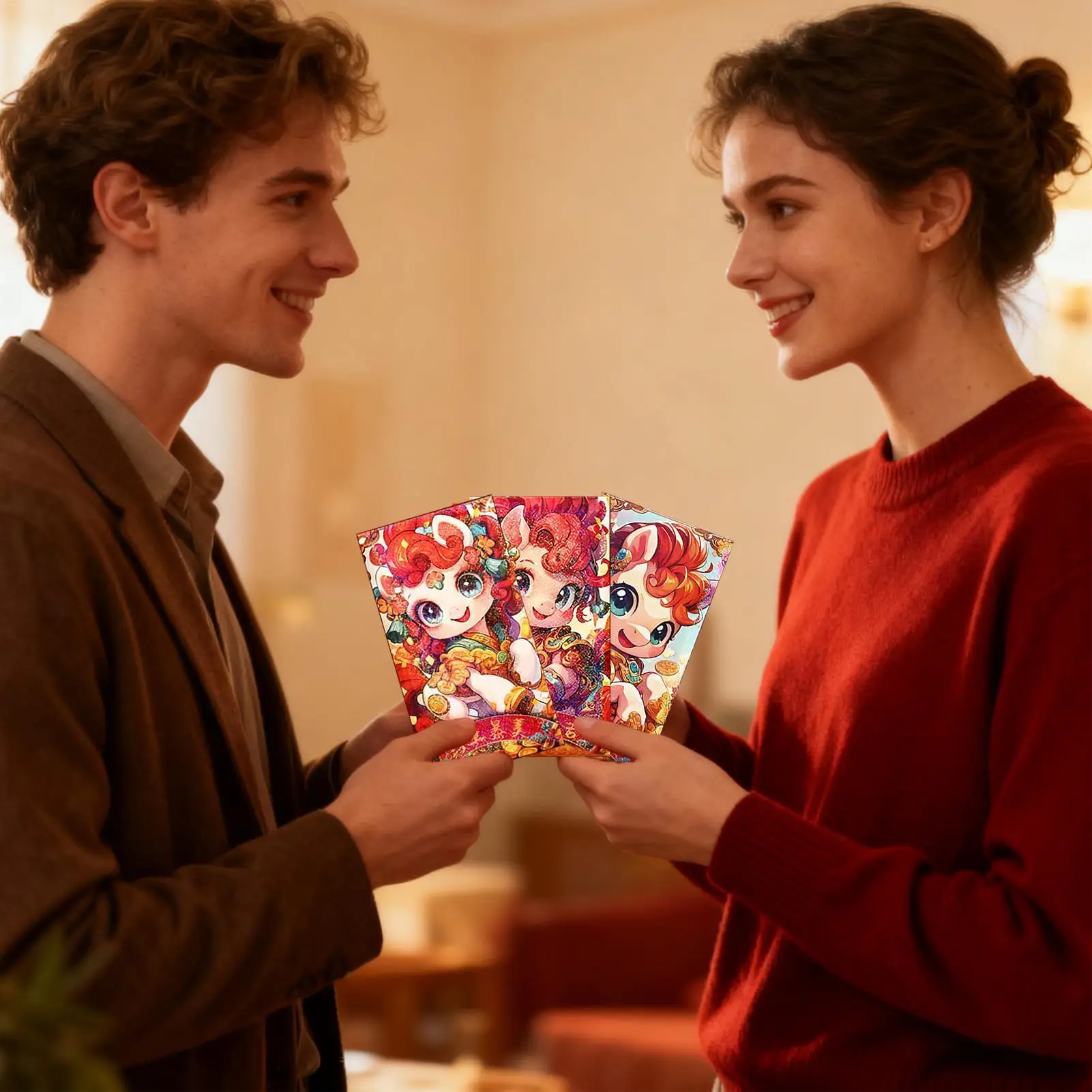 المغلف الأحمر الصيني 6 قطع الحصان النقدية حزمة 2026 ورقة السنة القمرية الجديدة المغلفات الحمراء للبنين بنات الكبار الأصدقاء عيد ميلاد