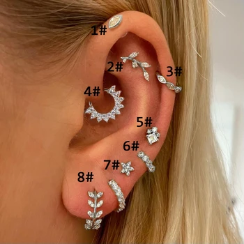 1pc Star Helix Daith Orecchini penetranti per ragazze adolescenti Dainty CZ Accessori per cartilagine Conchiglia Trago Rook Lobe Cerchi per orecchie Gioielli C