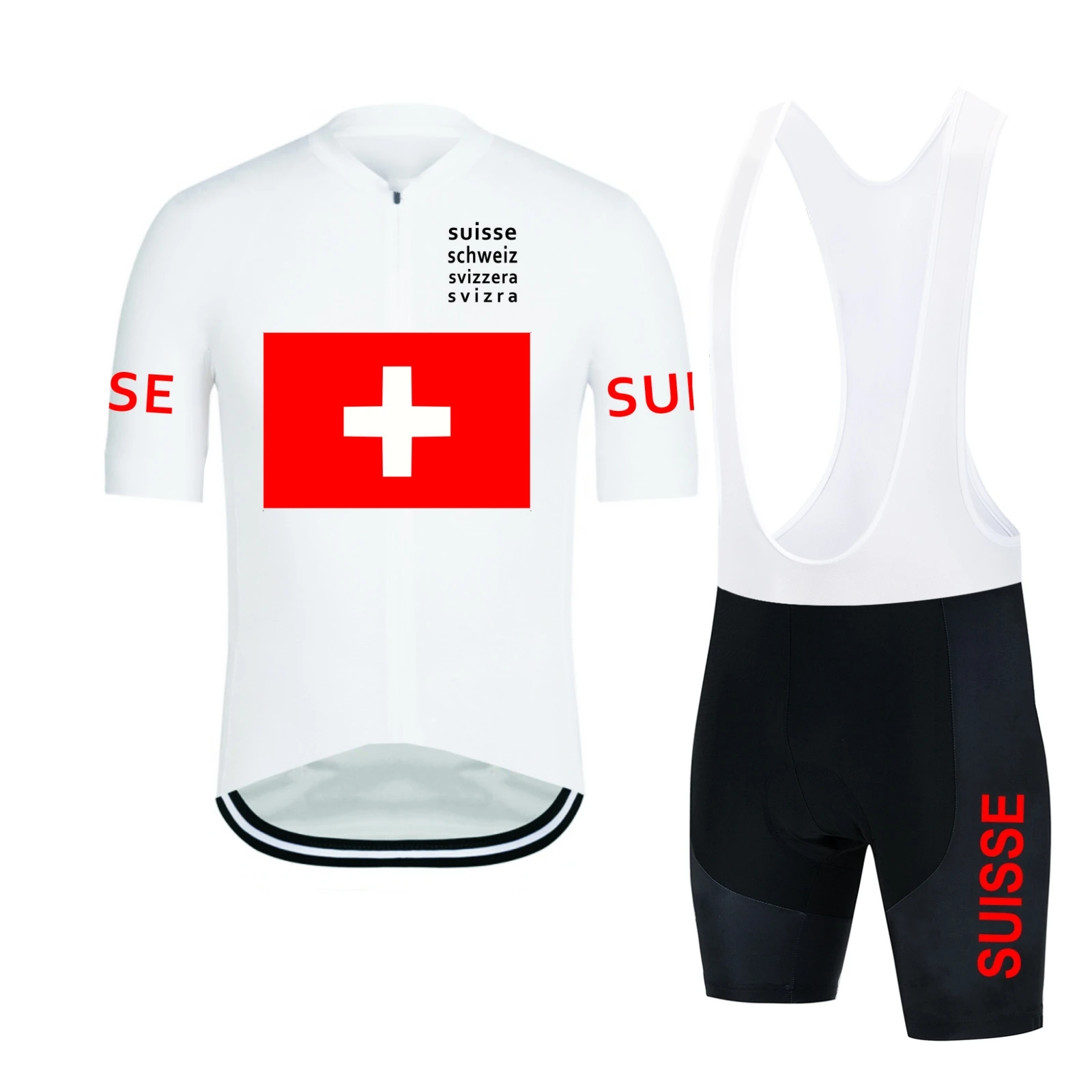 2024 Team SUISSE Summer Short Sleeve Cycling Jersey Set Breathable Bike Clothing MTB Ropa Ciclismo Bicycle Maillot GEL PAD