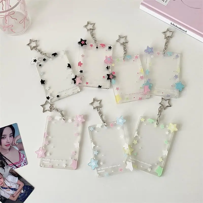 لطيف ملون ستار 3 بوصة حامل بطاقة الصور المعبود تخزين الصور عرض واقية قلادة منظم البطاقات الهدايا #4